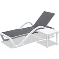 Patio Chaise Lounge Adjustable Aluminum Pool Lounge Chairs With Arm All Weather Pool Chairs For Outside,In Pool,Lawn Gray, 1 Lounge Chair 1 Plastic Table Gray Aluminium