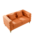 60Inch Oversized 2 Seater Sectional Sofa, Living Room Comfort Fabric Sectional Sofa Deep Seating Sectional Sofa, Soft Sitting With 2 Pillows For Living Room,Bedroom,Office,Orange Teddy W834S00031 Orange Primary Living Space American Design Foam Fabric 2