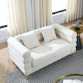 60Inch Oversized 2 Seater Sectional Sofa, Living Room Comfort Fabric Sectional Sofa Deep Seating Sectional Sofa, Soft Sitting With 2 Pillows For Living Room, Bedroom White Teddy Ivory W834S00029 Ivory Primary Living Space American Design Foam Fabric 2