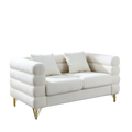 60Inch Oversized 2 Seater Sectional Sofa, Living Room Comfort Fabric Sectional Sofa Deep Seating Sectional Sofa, Soft Sitting With 2 Pillows For Living Room, Bedroom White Teddy Ivory W834S00029 Ivory Primary Living Space American Design Foam Fabric 2