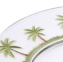 Palm Tree Design 9" Acrylic Dinner Plates Set Of 4, Crystal Clear Plastic Plates Reusable, Unbreakable Kitchen Plates For All Occasions Bpa Free Dishwasher Safe Clear Acrylic