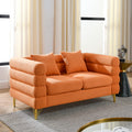 60Inch Oversized 2 Seater Sectional Sofa, Living Room Comfort Fabric Sectional Sofa Deep Seating Sectional Sofa, Soft Sitting With 2 Pillows For Living Room,Bedroom,Office,Orange Teddy W834S00031 Orange Primary Living Space American Design Foam Fabric 2