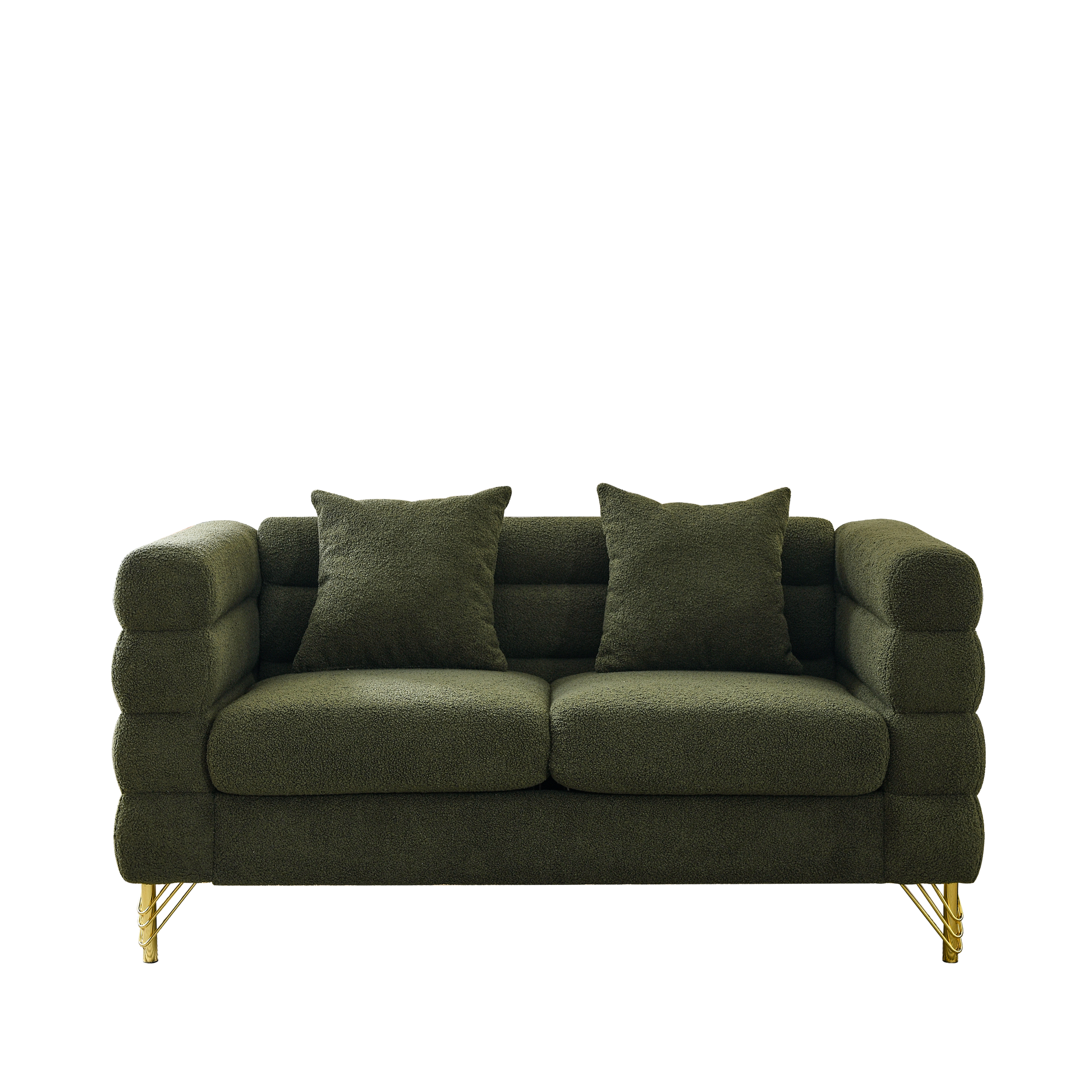 3 Seater 2 Seater Combination Sofa.Green Teddy Green Primary Living Space American Design Foam Fabric