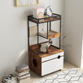 Cat Litter Box Enclosures With Cat Tree Tower, Cat Furniture ,Cat Cabinet White Vintage American Design Particle Board