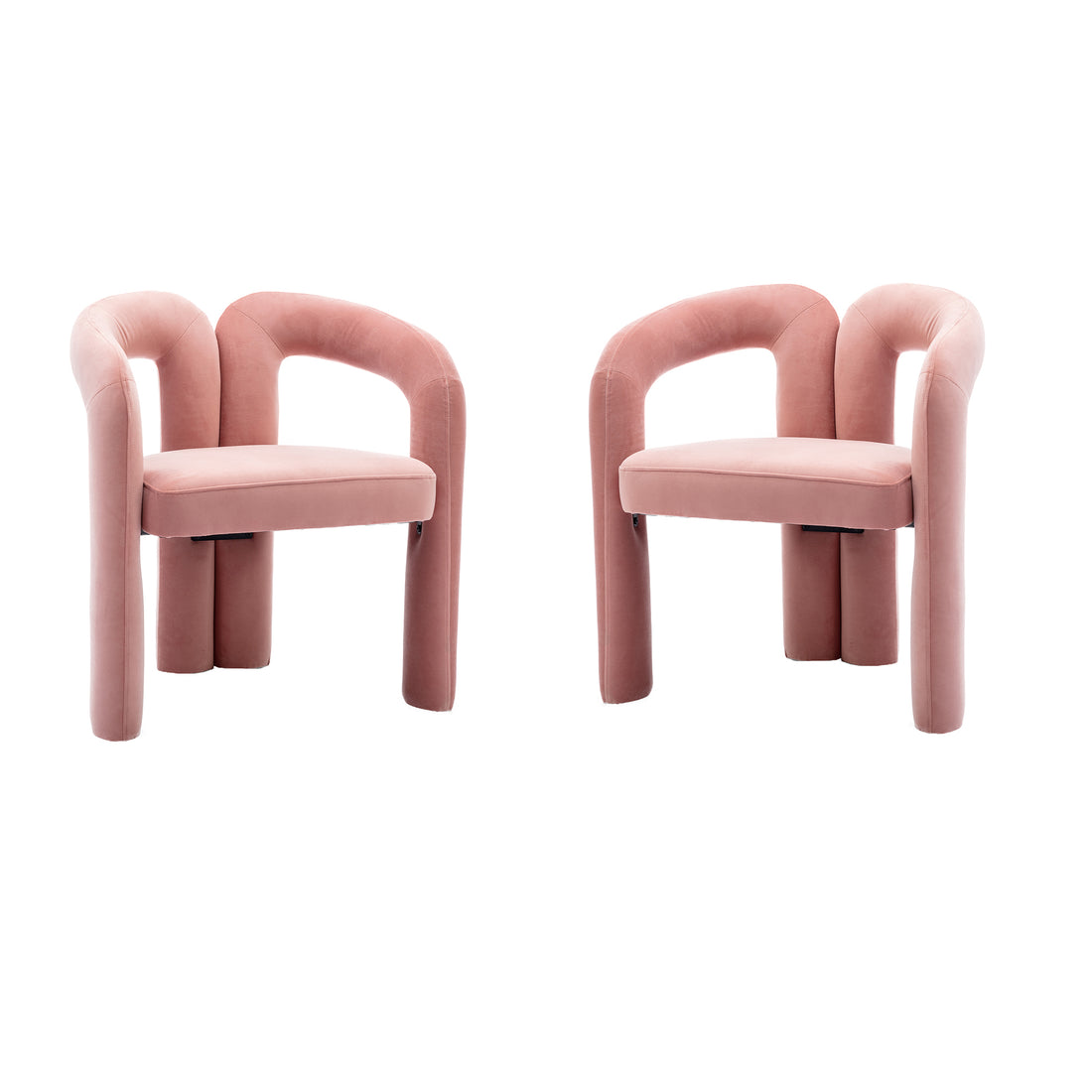 Coolmore Contemporary Designed Velvet Fabric Upholstered Accent Dining Chair Barrel Side Chairs Kitchen Armchair For Living Room Set Of 2 Pink Velvet Pink Foam Velvet