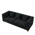 81 Inch Oversized 3 Seater Sectional Sofa, Living Room Comfort Fabric Sectional Sofe Deep Seating Sectional Sofa, Soft Sitting With 3 Pillows For Living Room,Bedroom,Office, Black Teddy W834S00035 Black Primary Living Space American Design Foam Fabric 3