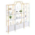 78 Inch 4 Tiers Home Office Bookcase Bookshelf, Storage Cabinet Display Shelf, X Bar Gold Frame Golden White Mdf Steel