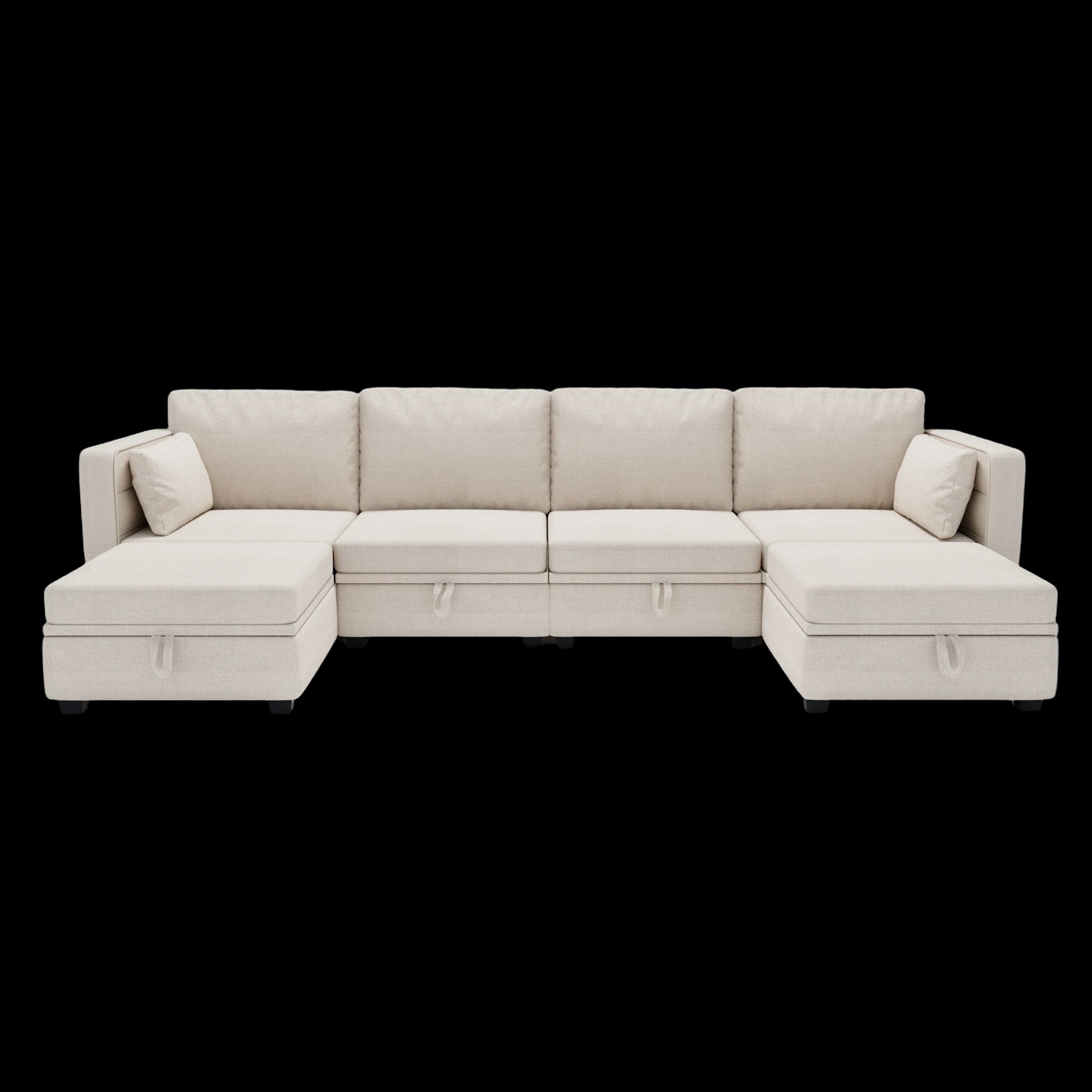 United We Win Modular Sectional Sofa U Shaped Modular Couch With Reversible Chaise Modular Sofa Sectional Couch With Storage Seats Beige Linen