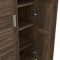 3 Door Shutter Wardrobe With Shelves, Walnut Sliding Walnut Shelf Bedroom Shelf Contemporary 3 Mdf