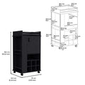 Black 4 Wheel Bar Cart Cabinet For Kitchen Or