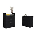 2 Piece Bedroom Set, Kairo Dresser Capri Three Drawer Dresser, Black Black 2 Piece Set Bedroom Dresser Included Modern Particle Board Particle Board