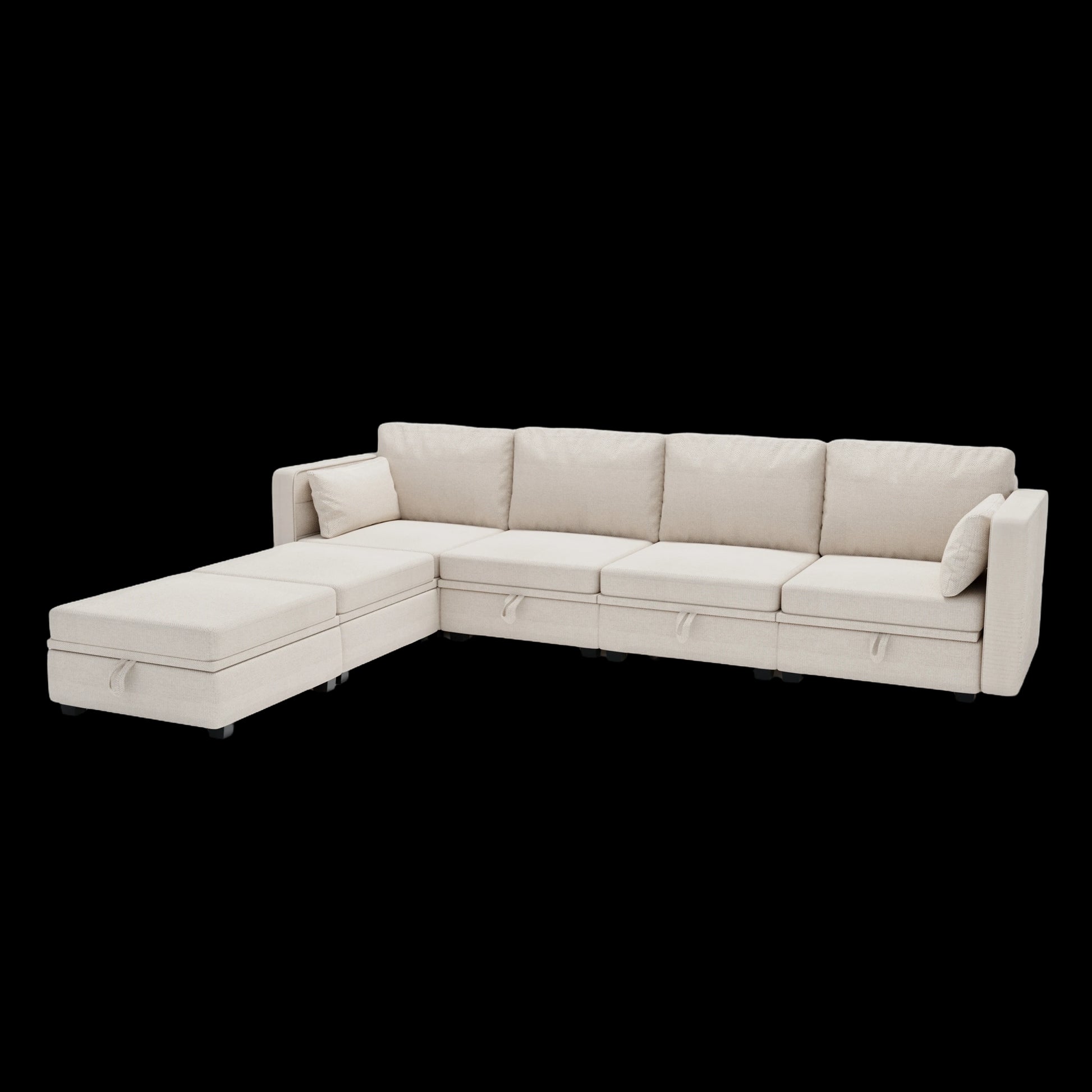 United We Win Modular Sectional Sofa U Shaped Modular Couch With Reversible Chaise Modular Sofa Sectional Couch With Storage Seats Beige Linen