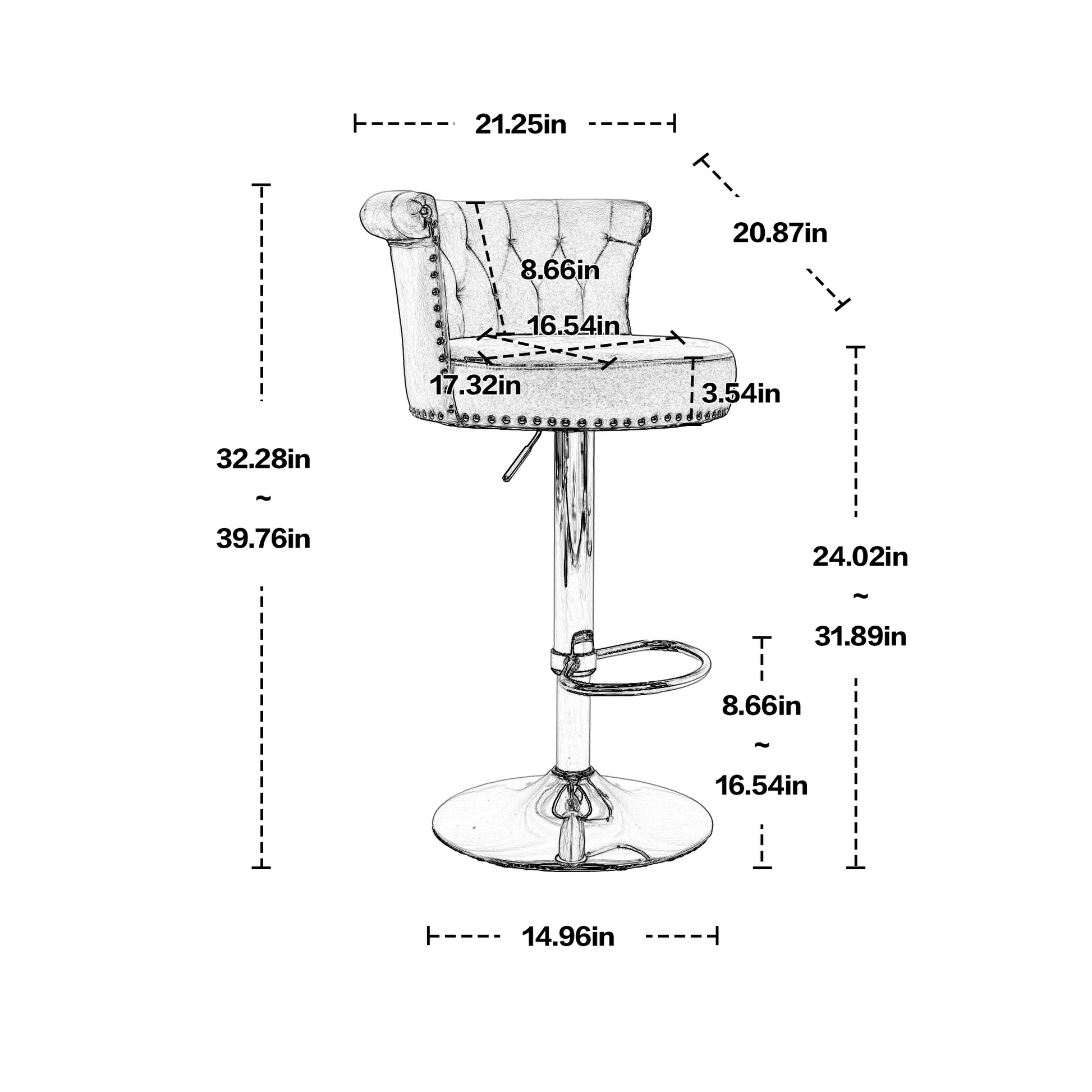 Coolmore Swivel Bar Stools Set Of 2 Adjustable Counter Height Chairs With Footrest For Kitchen, Dining Room 2Pc Set Gray Velvet