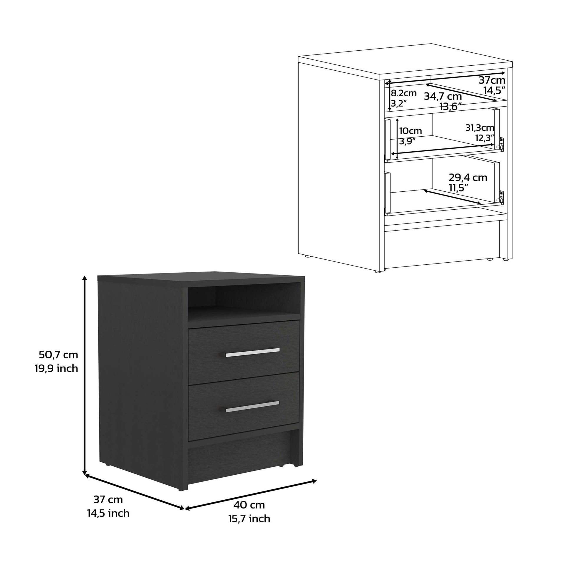 3 Piece Bedroom Set, London Armoire 2 Leyva Nightstands, Black Full Black 3 Piece Set Particle Board Particle Board