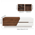 Modern Extendable Sliding Top Coffee Table With Storage In White&Walnut White Walnut Mdf