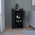 Bar Cart With 6 Built In Wine Rack And Casters, Black Black Particle Board Particle Board