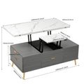 Modern Lift Top Coffee Table Multi Functional Table With Drawers In Gray & White White Gray Mdf Steel