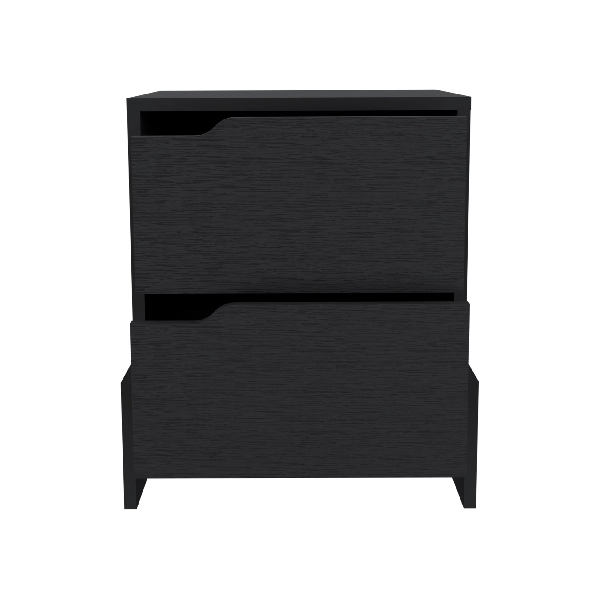 Nightstand With 2 Drawers, End Table With Sturdy Base, Black Black Particle Board Particle Board