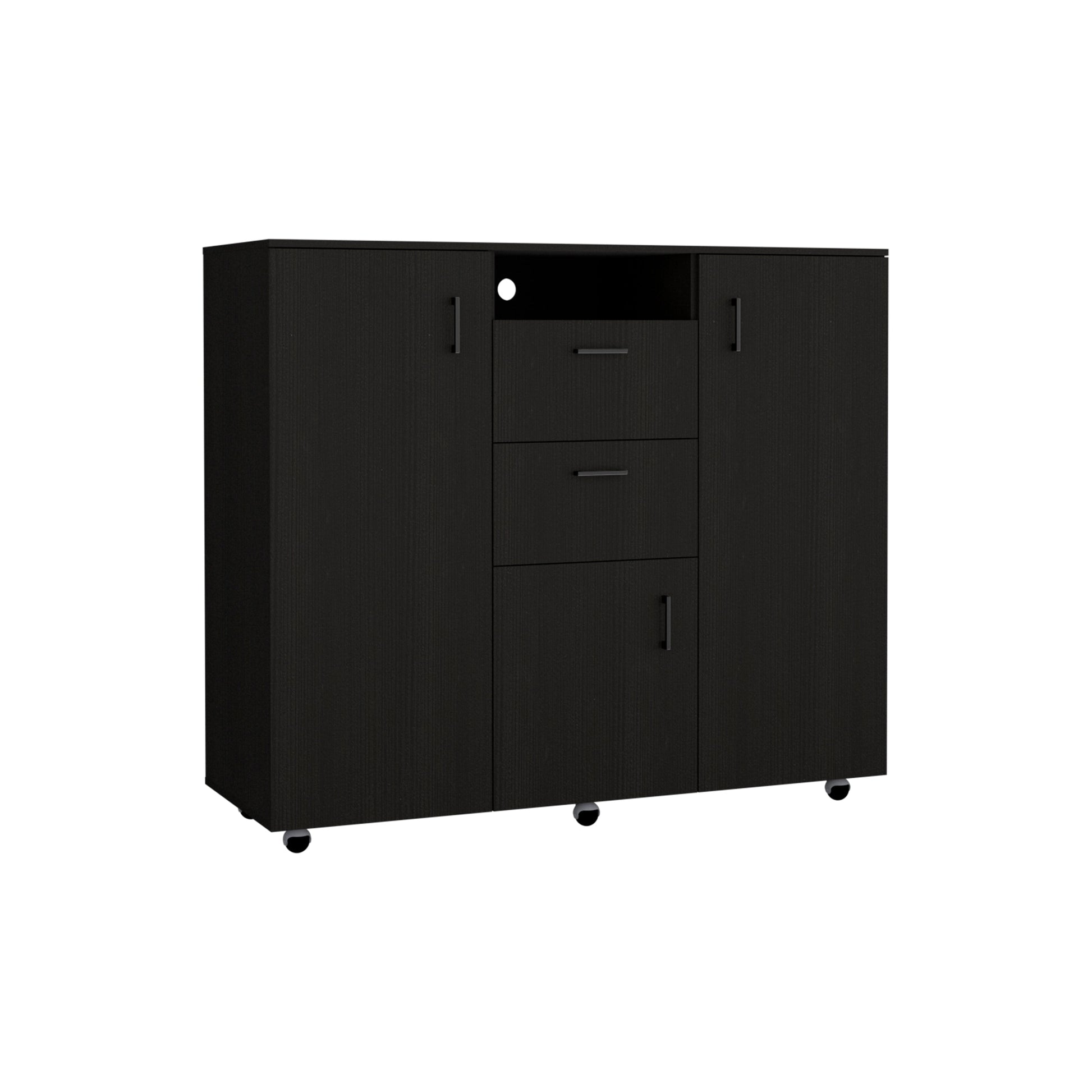 3 Piece Bedroom Set, Milano Double Door Cabinet Dresser 2 Omaha Nightstands, Black Black 3 Piece Set Bedroom Dresser Included,Nightstand Included Modern Particle Board Particle Board