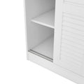 3 Door Shutter Wardrobe With Shelves, White Sliding White White Shelf Bedroom Shelf Contemporary 3 Mdf