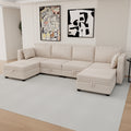 United We Win Modular Sectional Sofa U Shaped Modular Couch With Reversible Chaise Modular Sofa Sectional Couch With Storage Seats Beige Linen