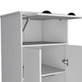 Dresser Closet With Upper Storage Covered With 1 Door, 2 Central Shelves, 1 Tube For Hanging Clothes Covered By 2 Doors, 1 Drawer At The Bottom, White White Particle Board Particle Board