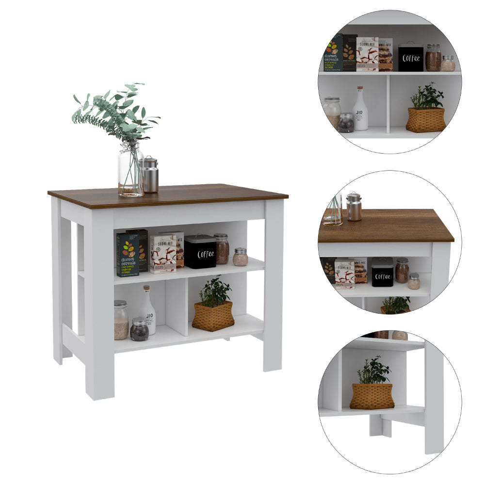 2 Piece Kitchen Set, Delos Kitchen Island Barbados Pantry Cabinetwhite Walnut Light Oak White Particle Board Particle Board