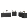 3 Piece Bedroom Set, 2 Cocora 6 Drawer Double Dressers Capri Three Drawer Dresser, Black Full Black 3 Piece Set Particle Board Particle Board