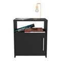 Nightstand, Single Door Cabinet, Metal Handle, One Shelf, Superior Top, Black Black Particle Board Particle Board