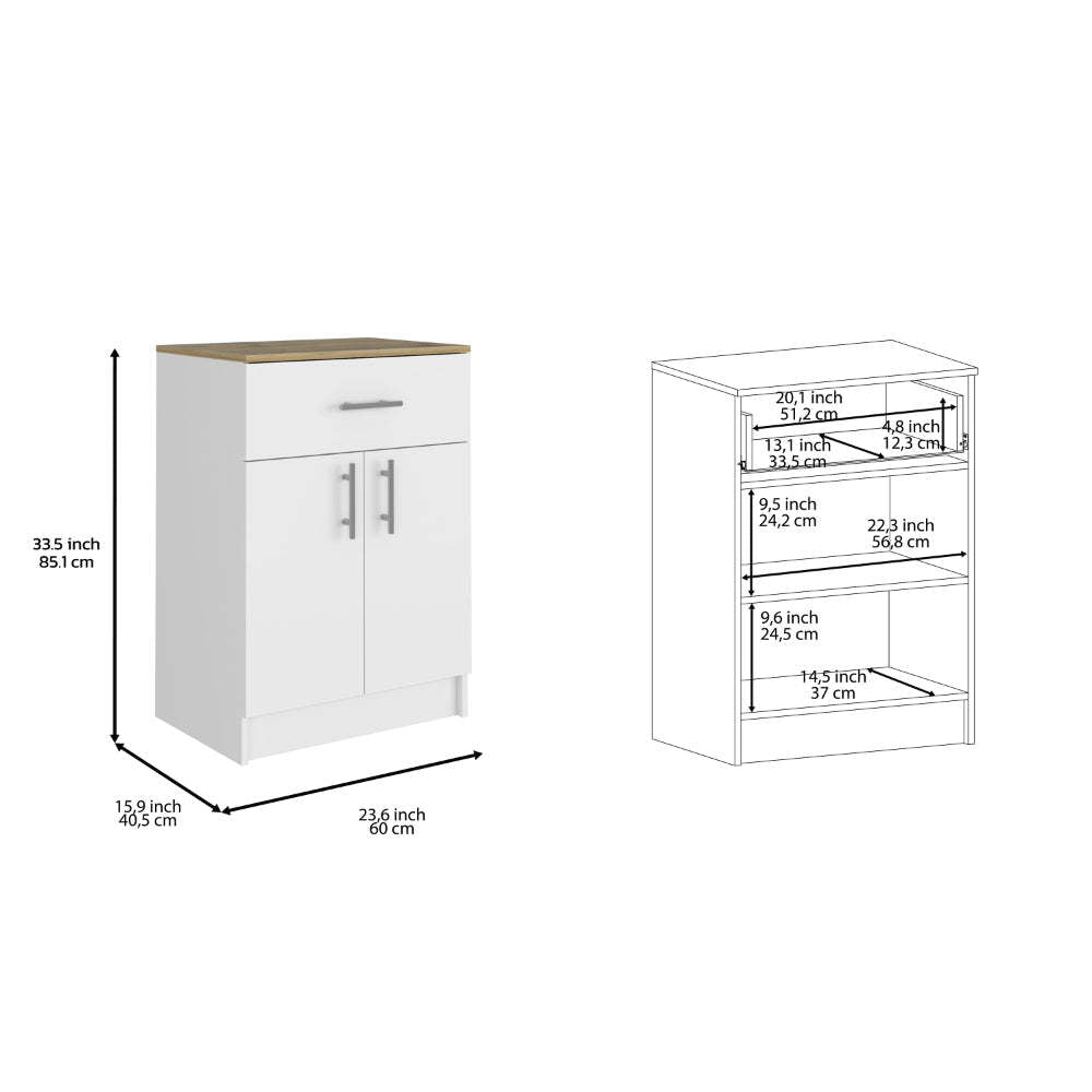 2 Piece Kitchen Set, Delos Kitchen Island Barbados Pantry Cabinetwhite Walnut Light Oak White Particle Board Particle Board