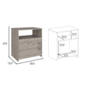 Nightstand, Single Door Cabinet, Metal Handle, One Shelf, Superior Top, Light Gray Gray Particle Board Particle Board