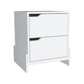 Nightstand With 2 Drawers, End Table With Sturdy Base, White White Particle Board Particle Board