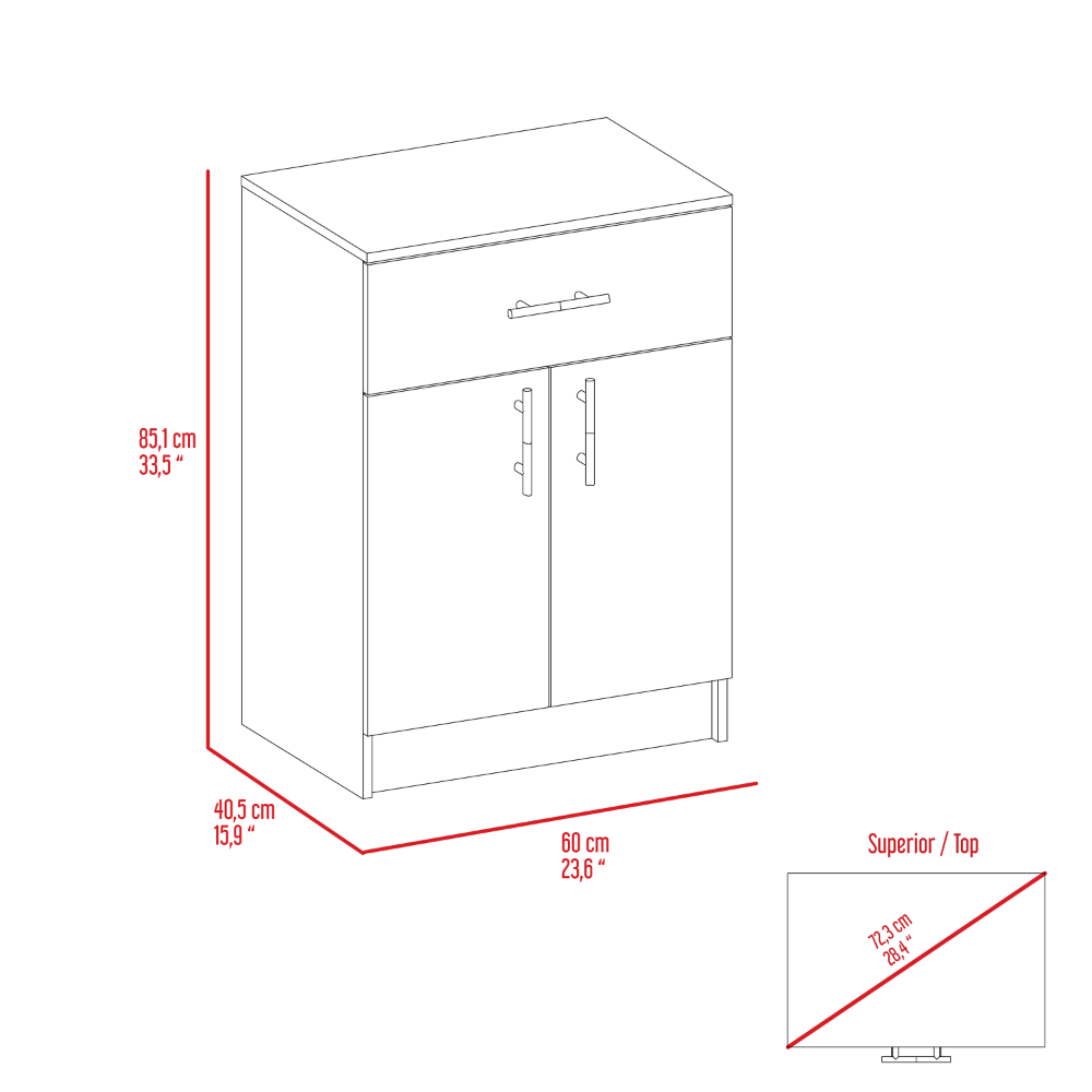 Pantry Organizer Cabinet 33" H, One Drawer, Two Interior Shelves, Two Doors, White Light Oak Multicolor Kitchen Modern Pine Particle Board Particle Board