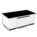 Modern White Lift Top Glass Coffee Table With Drawers & Storage Multifunction Table Black White Mdf Glass