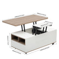 Modern Walnut & White Lift Top Coffee Table Multifunctional Table With Drawers & Shelves White Walnut Mdf