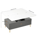 Modern Lift Top Coffee Table Multi Functional Table With Drawers In Gray & White White Gray Mdf Steel