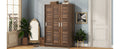 3 Door Shutter Wardrobe With Shelves, Walnut Sliding Walnut Shelf Bedroom Shelf Contemporary 3 Mdf