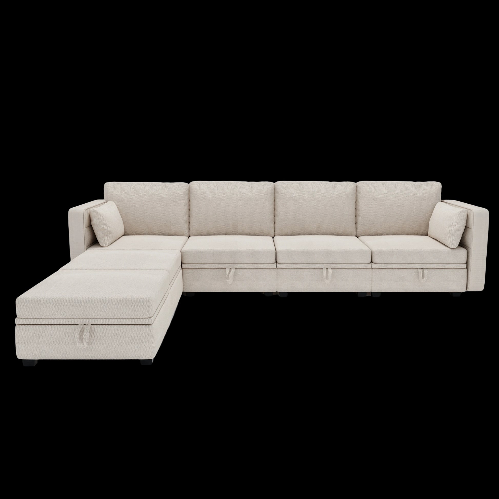 United We Win Modular Sectional Sofa U Shaped Modular Couch With Reversible Chaise Modular Sofa Sectional Couch With Storage Seats Beige Linen