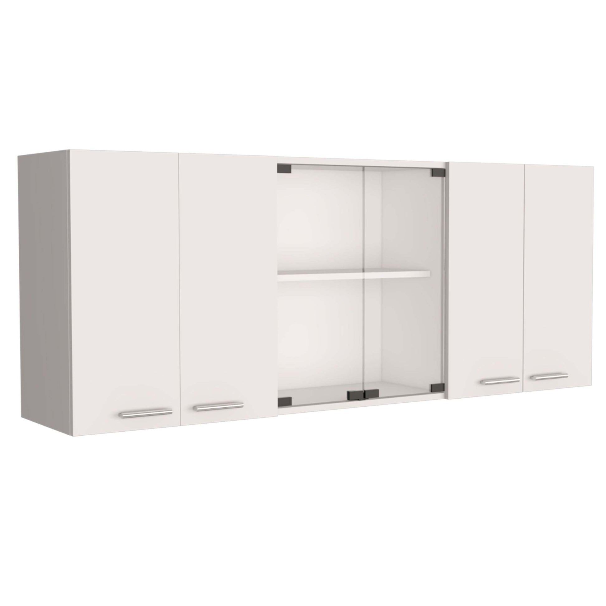 2 Piece Kitchen Set, Kitchen Island Cart 150 Wall Cabinet Glass, White Light Oak White Particle Board Particle Board