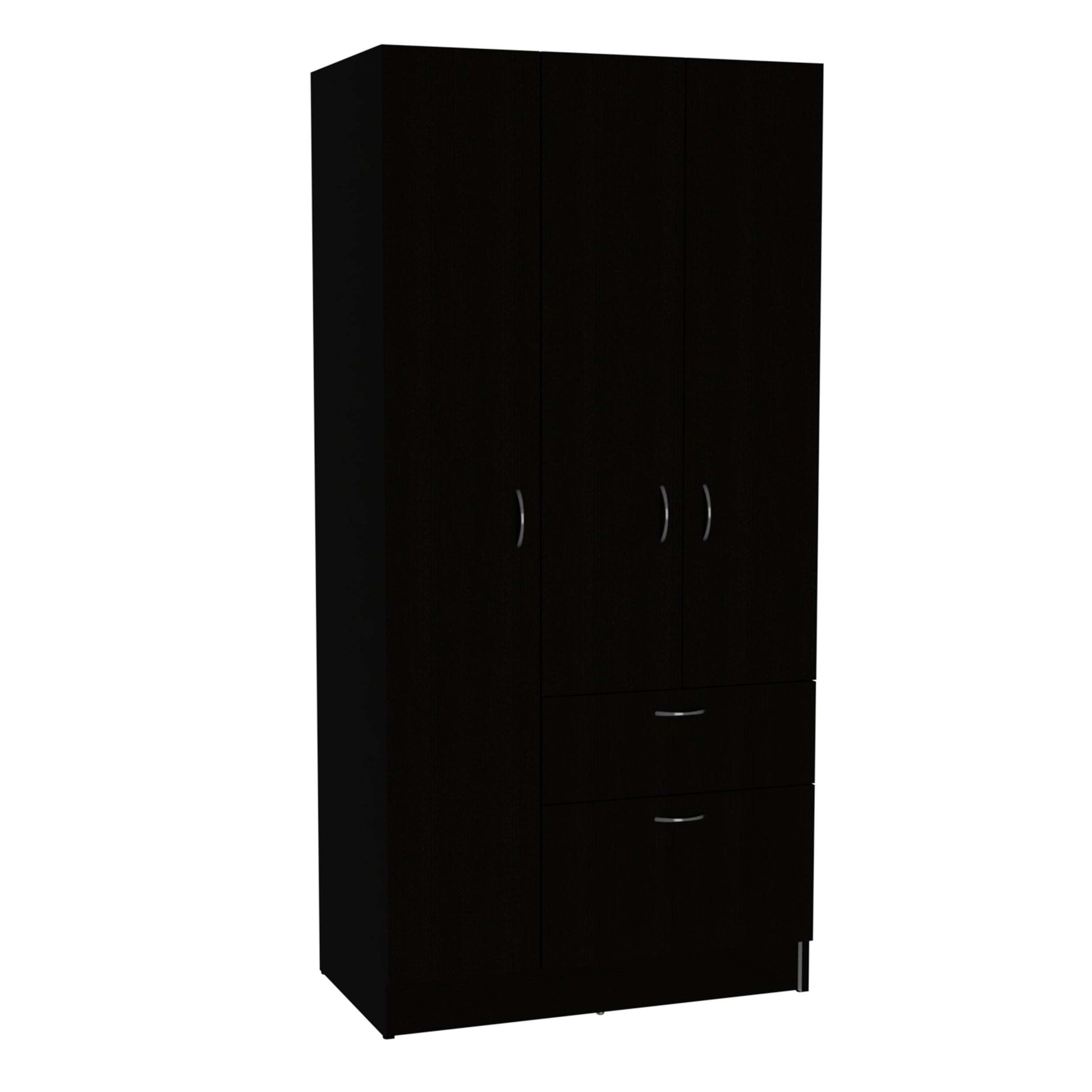 3 Piece Bedroom Set, Cartagena Armoire 2 Omaha Nightstands, Black Full Black 3 Piece Set Particle Board Particle Board