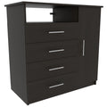 2 Piece Bedroom Set, Rioja 4 Drawer Dresser Omaha Nightstand, Black Full Black 2 Piece Set Particle Board Particle Board