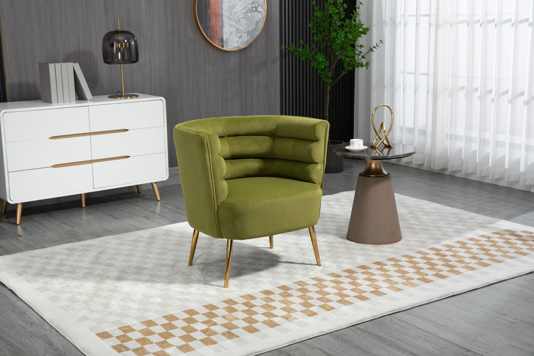 COOLMORE Accent Chair ,leisure single chair with olive green-velvet