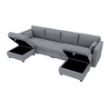 United We Win Modular Sectional Sofa U Shaped Modular Couch With Reversible Chaise Modular Sofa Sectional Couch With Storage Seats Gray Linen