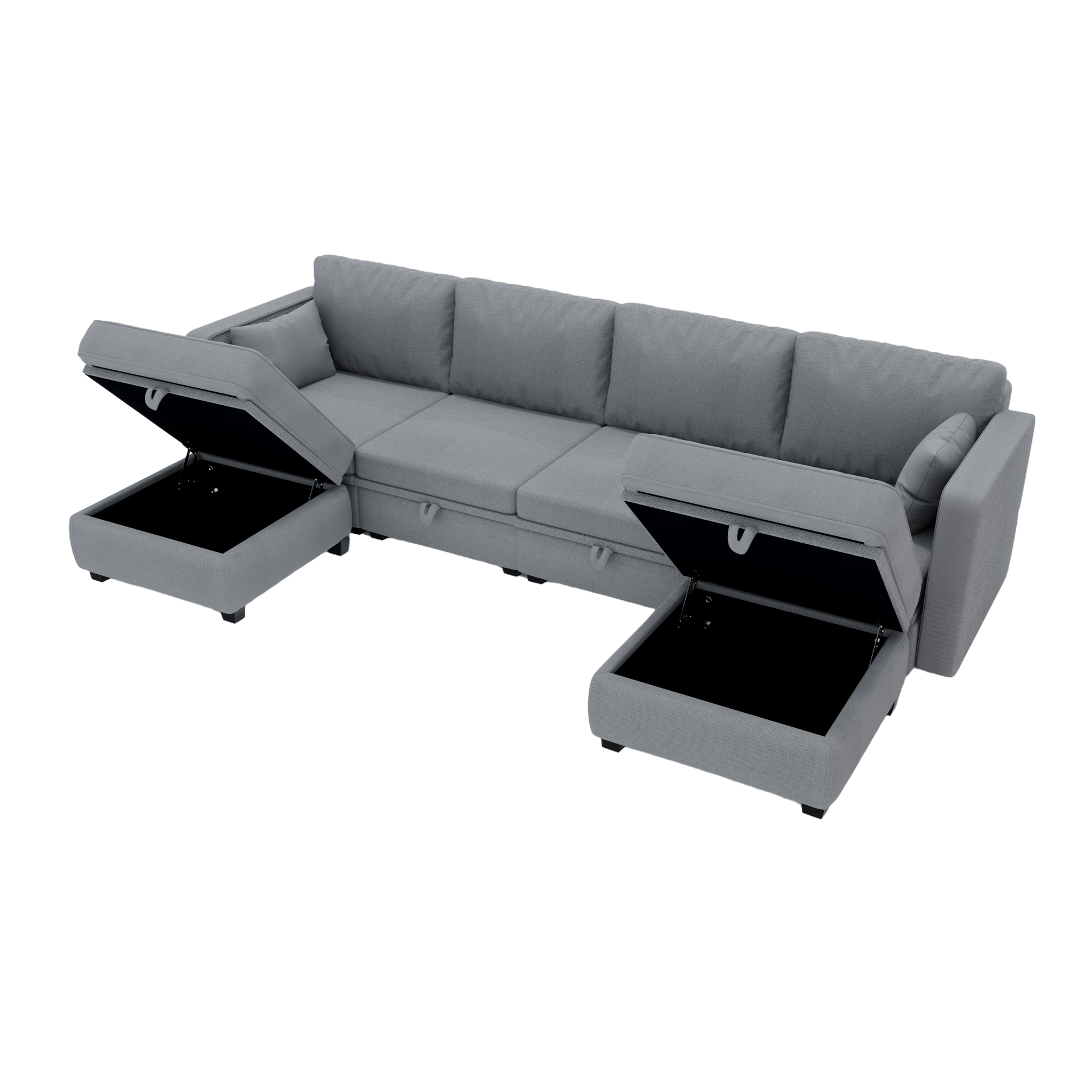 United We Win Modular Sectional Sofa U Shaped Modular Couch With Reversible Chaise Modular Sofa Sectional Couch With Storage Seats Gray Linen