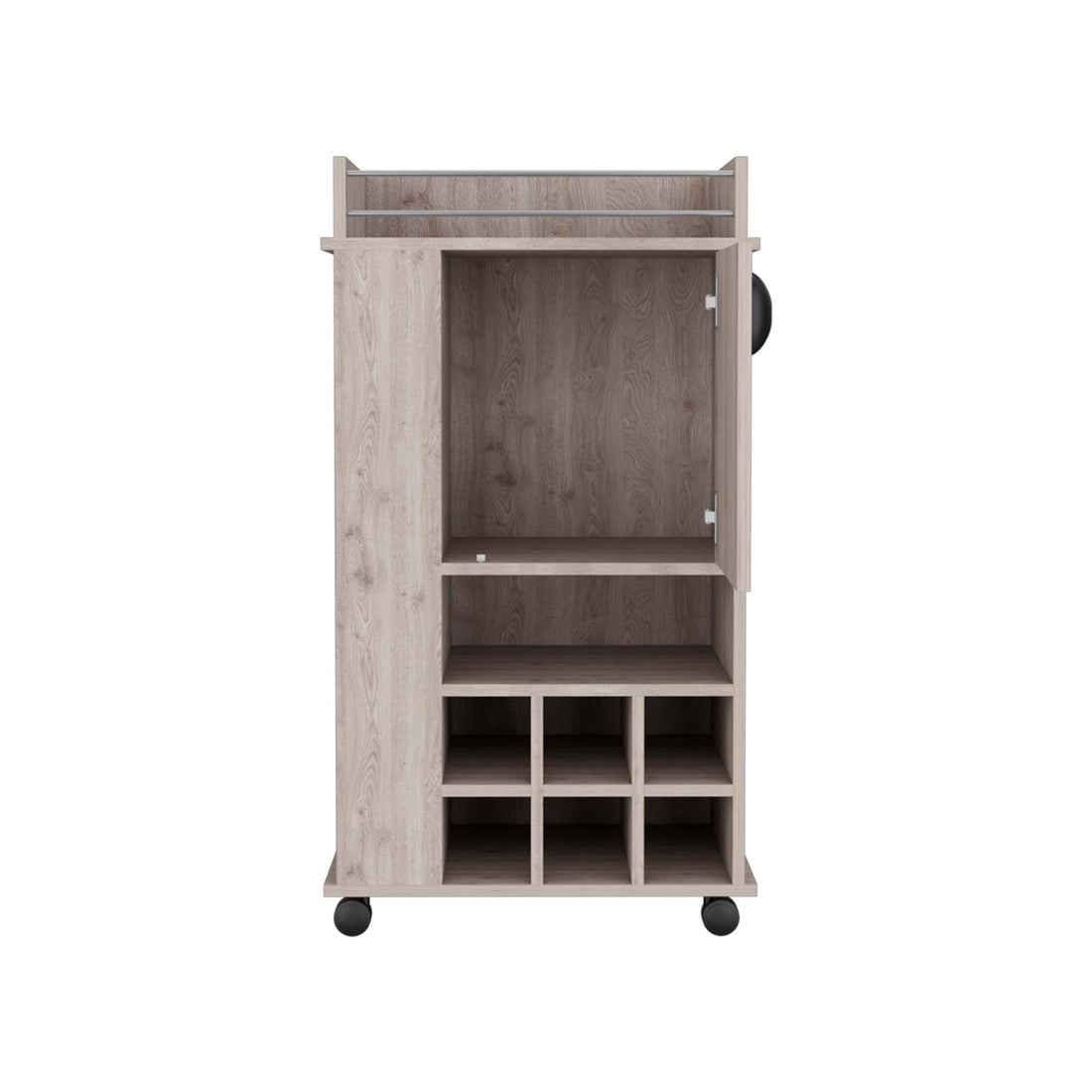 Light Gray 4 Wheel Bar Cart Cabinet For Kitchen