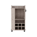 Light Gray 4 Wheel Bar Cart Cabinet For Kitchen