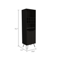 Depot E Shop Zamna H Bar Double Door Cabinet, Eight Built In Wine Rack, Four Legs, Four Shelves, Black Black Particle Board Particle Board