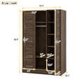 3 Door Shutter Wardrobe With Shelves, Walnut Sliding Walnut Shelf Bedroom Shelf Contemporary 3 Mdf