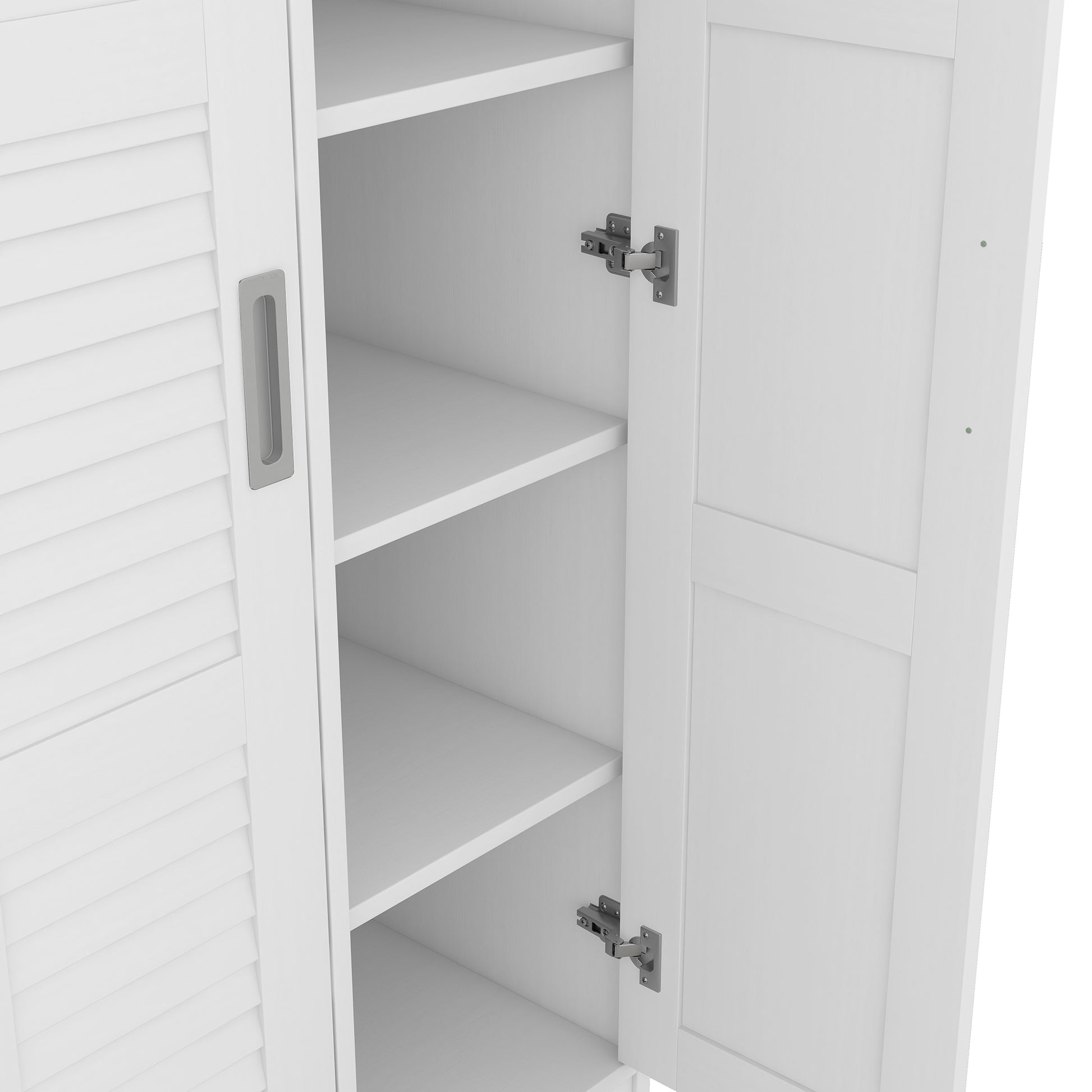 3 Door Shutter Wardrobe With Shelves, White Sliding White White Shelf Bedroom Shelf Contemporary 3 Mdf