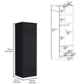 Dresser Closet With Upper Storage Covered With 1 Door, 2 Central Shelves, 1 Tube For Hanging Clothes Covered By 2 Doors, 1 Drawer At The Bottom, Black Black Particle Board Particle Board